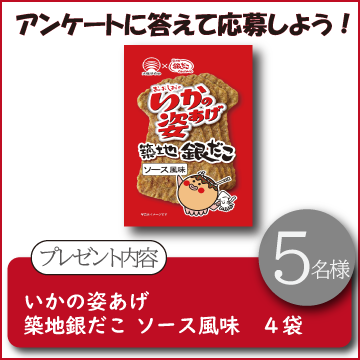 【アンケートに答えよう！】いかの姿あげ 築地銀だこ ソース風味　４袋【５名様】 